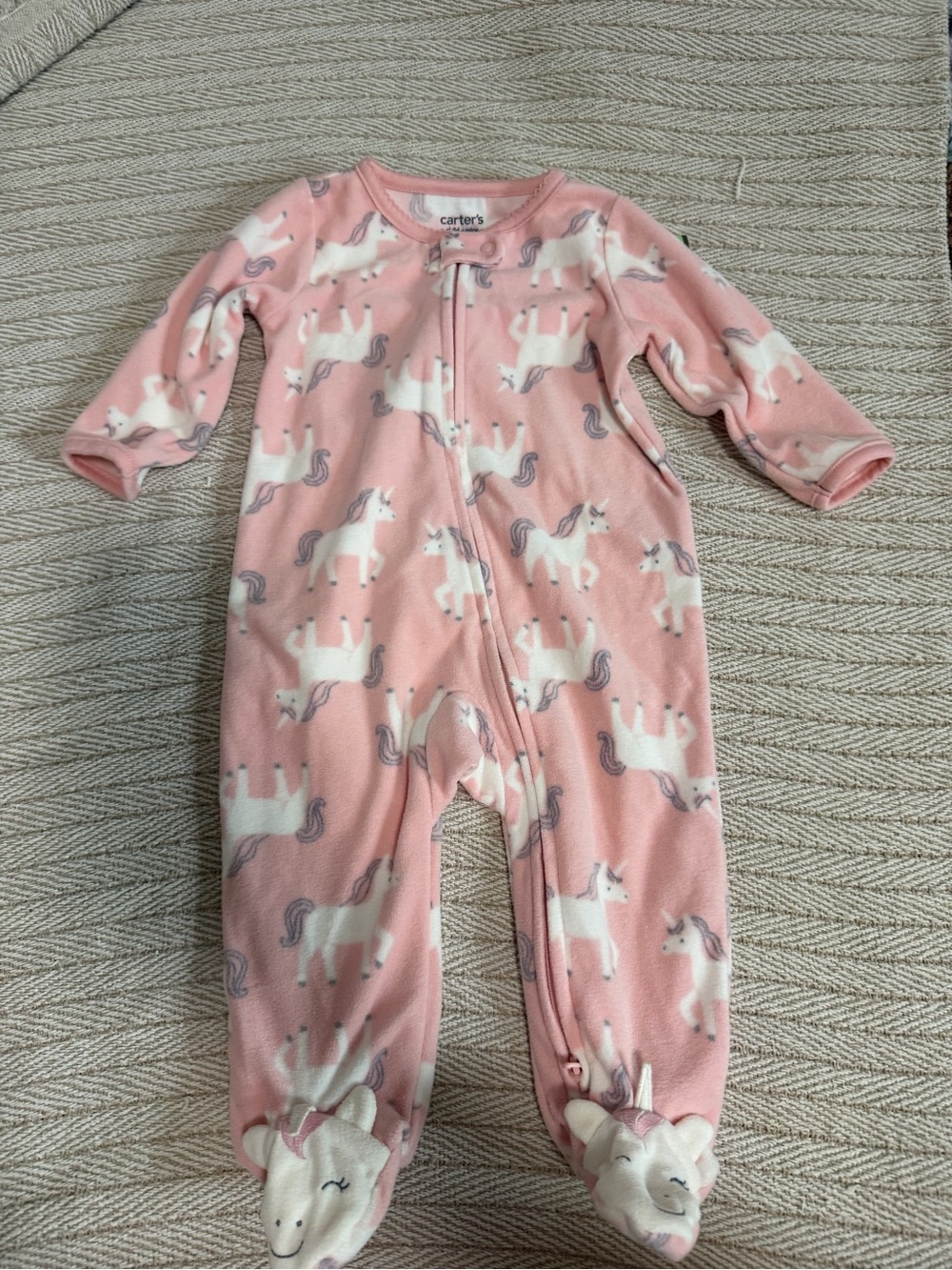 Carter's Pink Unicorn Fleece Footed One-Piece Pajamas